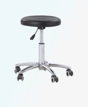 NM-1101 Bedside Stool. Stainless steel, height adjustable, cushioned seat. Perfect for hospitals & clinics.