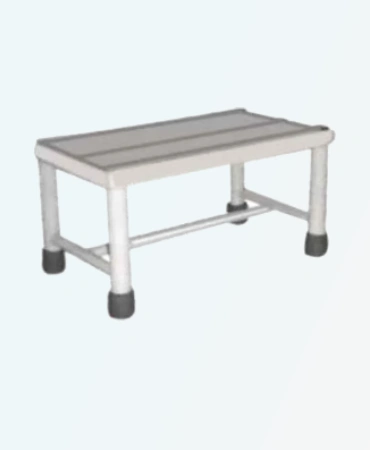 Single Foot Step. Sturdy Steel Frame, Stainless Steel Top. Durable, easy-clean design for hospitals & clinics.