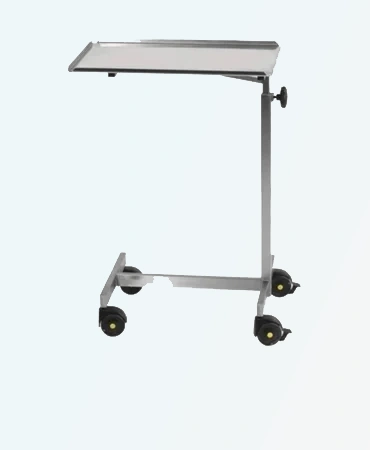 Instrument Table MP 529. Adjustable height, Stainless Steel top, 4 lockable casters