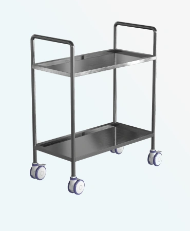 Instrument Trolley Two Shelves MP - 552. ample storage space for medical instruments. optimize organization, systematic placement of instruments, aids doctors mobility & comfort.