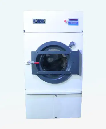 CLEANCARE Front-Loading Drying Tumbler (15-240kg). Stainless steel, double-walled insulation. Auto timing, reverse, digital temp control. Steam/electric heat. Efficient, gentle drying.